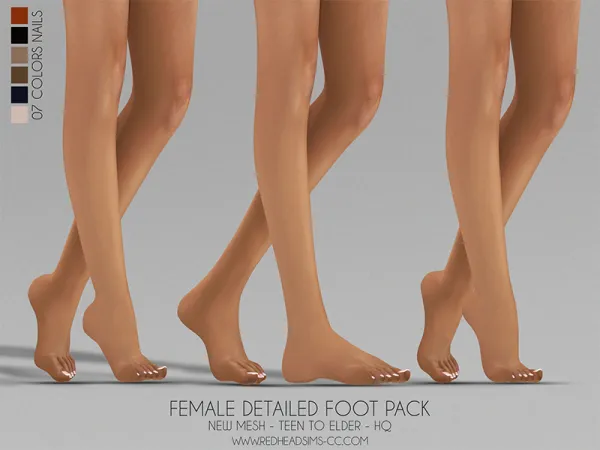 Alpha FEMALE DETAILED FOOT PACK update by redheadsims - The Sims 4 Custom Content