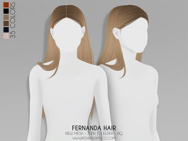 Alpha FERNANDA HAIR by redheadsims - The Sims 4 custom content