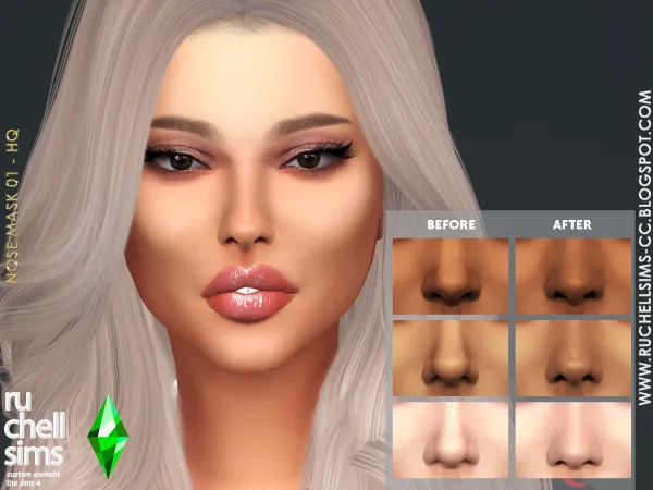 Alpha NOSE MASK 01 All tones by ruchellsims - The Sims 4 Custom Content