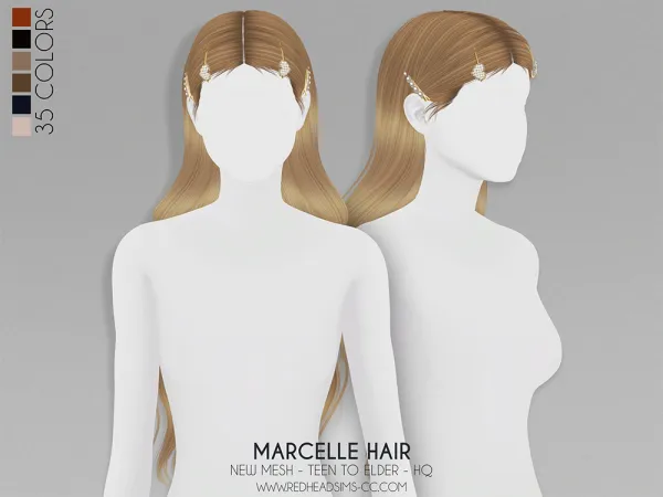 Alpha MARCELLE HAIR by redheadsims - The Sims 4 Custom Content