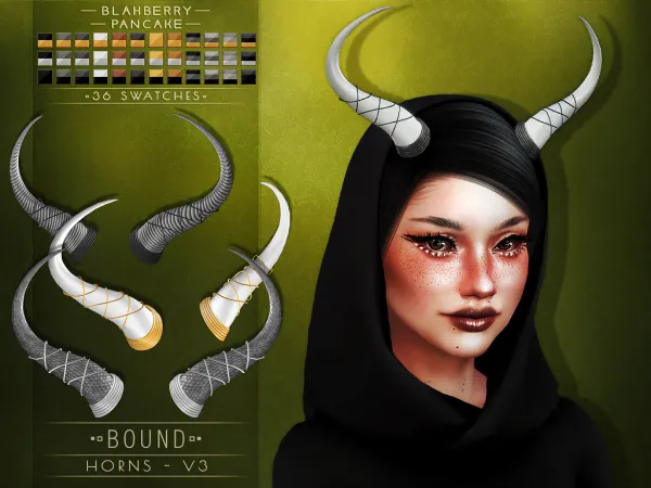 Alpha Blahberry Pancake Bound Horns V3 by blahberry-pancake - The Sims 4 Custom Content