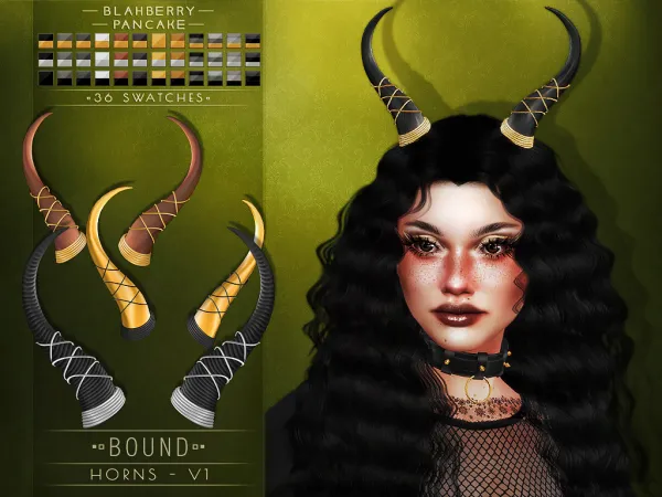 Alpha Blahberry Pancake Bound Horns V1 by blahberry-pancake - The Sims 4 Custom Content