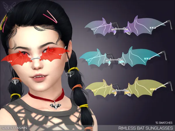 Alpha Rimless Bat Sunglasses For Kids by giuliettasims - The Sims 4 Custom Content