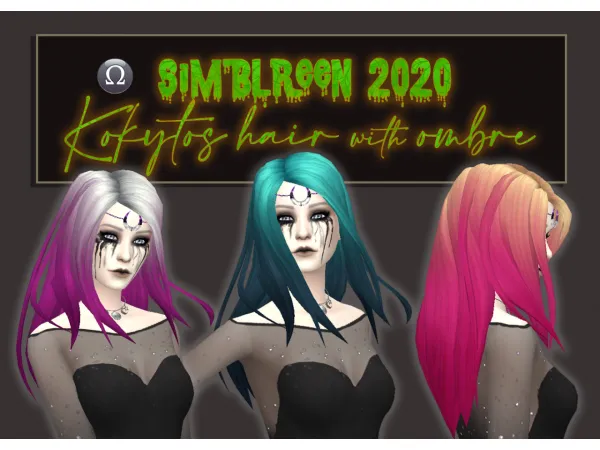 Maxis Match Kokytos Hair with Ombre Accessory by simsfinds - The Sims 4 Custom Content