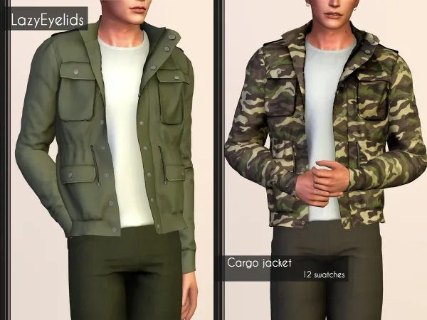 Alpha Cargo jacket by lazyeyelids - The Sims 4 Custom Content