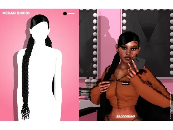 Alpha BADDDIESIMS MEGAN BRAIDS by simsfinds - The Sims 4 Custom Content
