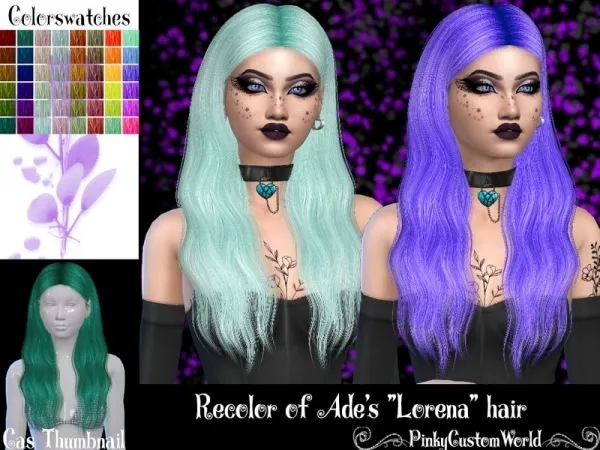 Alpha PinkyCustomWorld's Recolor of Ade's Lorena hair by thesimsresource - The Sims 4 Custom Content
