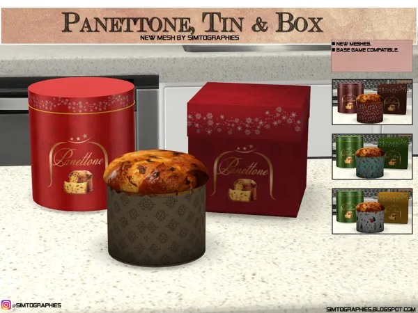 Alpha Panettone Tin Box by simtographies - The Sims 4 Custom Content