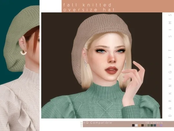 Alpha DarkNighTt's Fall Knitted Oversize Hat - The Sims 4 Custom Content