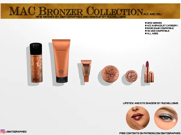 Alpha MAC Bronzer Collection (Acc obj and poses) by simtographies - The Sims 4 Custom Content