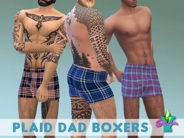 Maxis Match SimmieV Plaid Dad Boxers by thesimsresource - The Sims 4 Custom Content