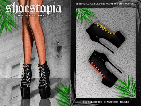 Alpha shoestopia hey gurl boots by shoestopia - The Sims 4 Custom Content