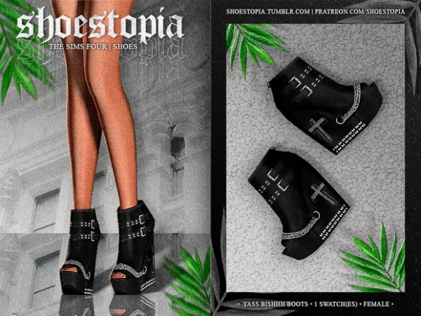 Alpha shoestopia yas bishhh boots by shoestopia - The Sims 4 Custom Content