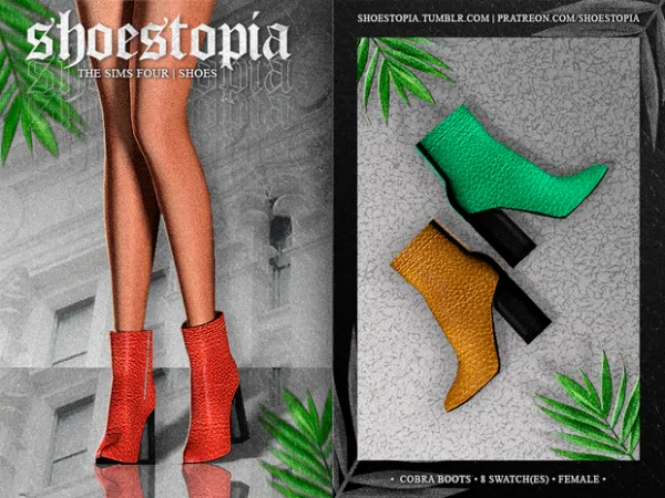 Alpha shoestopia cobra boots by shoestopia - The Sims 4 Custom Content