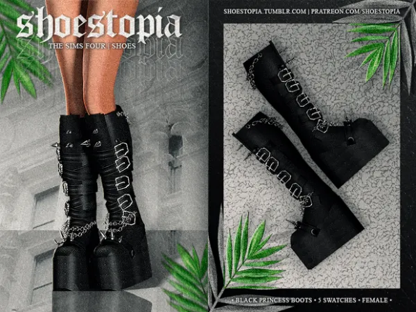 Alpha shoestopia black princess boots - The Sims 4 Custom Content