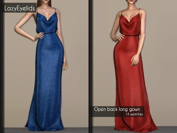 Alpha Open back long gown by lazyeyelids - The Sims 4 Custom Content