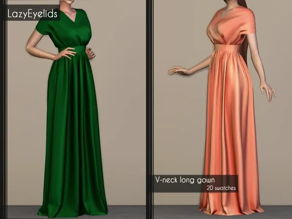Alpha V neck long gown - The Sims 4 Custom Content