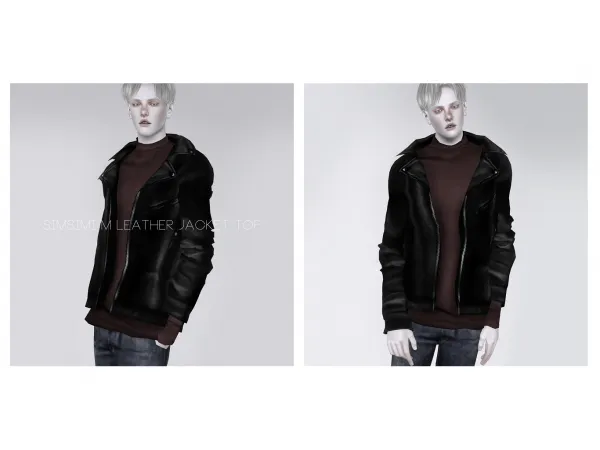 SIMSIMI M LEATHER JACKET TOP by rachell - The Sims 3 Custom Content