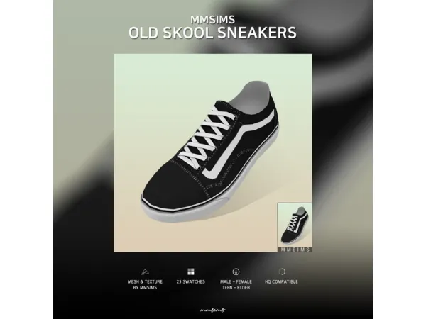 Alpha MMSIMS Old Skool Sneakers by simsfinds - The Sims 4 Custom Content