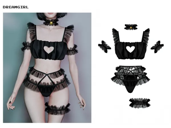 Alpha heart lingerie dreamgirl - The Sims 4 Custom Content