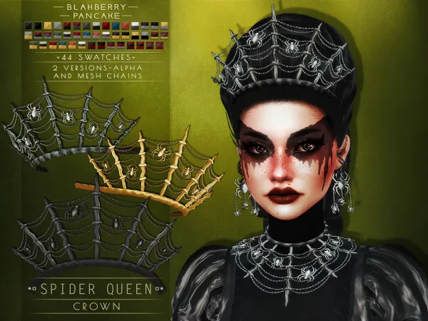 Alpha Blahberry Pancake Spider Queen Crown (unisex 2 versions) by blahberry-pancake - The Sims 4 Custom Content