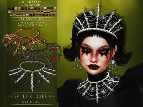 Alpha Blahberry Pancake Spider Queen Necklace (2 versions) - The Sims 4 Custom Content