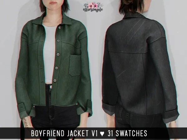 Alpha Elliesimple Boyfriend Jacket v1 by elliesimple - The Sims 4 Custom Content
