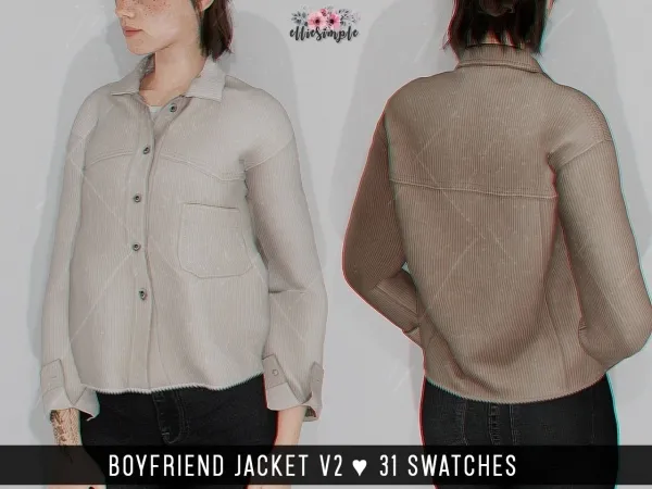Alpha Elliesimple Boyfriend Jacket v2 by elliesimple - The Sims 4 Custom Content