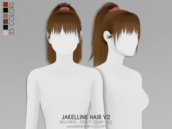 Alpha JAKELLINE HAIR V2 by redheadsims - The Sims 4 Custom Content