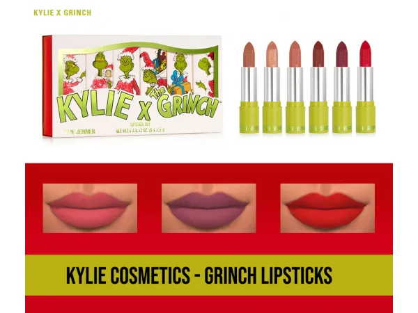 Alpha KYLIE X GRINCH LIPSTICKS by fifthscreations - The Sims 4 Custom Content