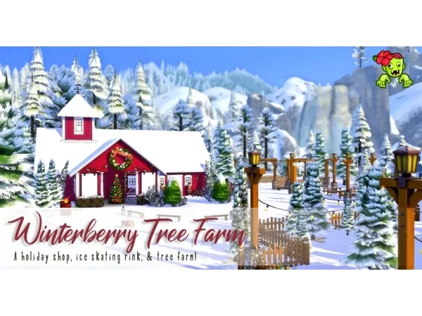 Maxis Match Advent Calendar Day 1 Winterberry Tree Farm by simsfinds - The Sims 4 Custom Content