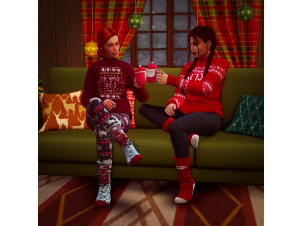 Maxis Match Sharing a Christmassy Drink Together Pose Pack - The Sims 4 Custom Content