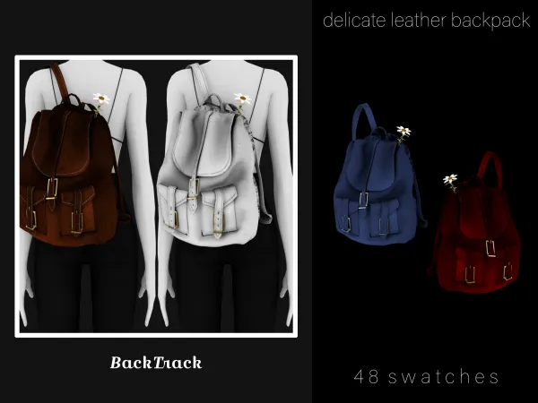 Alpha delicate leather backpack acc by BackTrack - The Sims 4 Custom Content