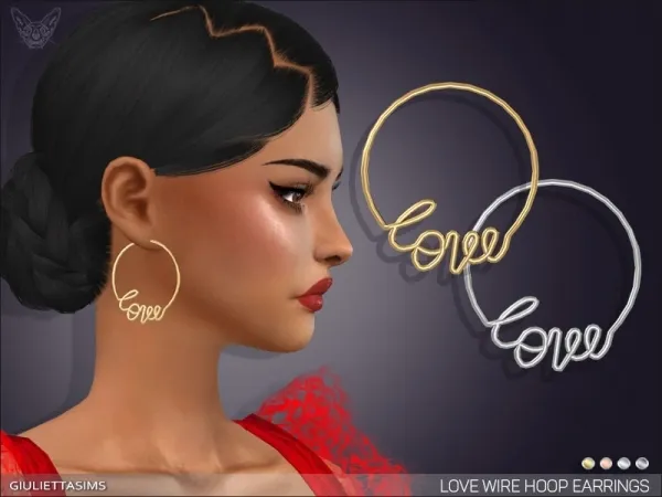 Alpha LOVE WIRE HOOP EARRINGS by giuliettasims - The Sims 4 Custom Content
