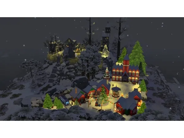 Alpha Christmas town and Halloween town from The Nightmare Before Christmas - The Sims 4 Custom Content