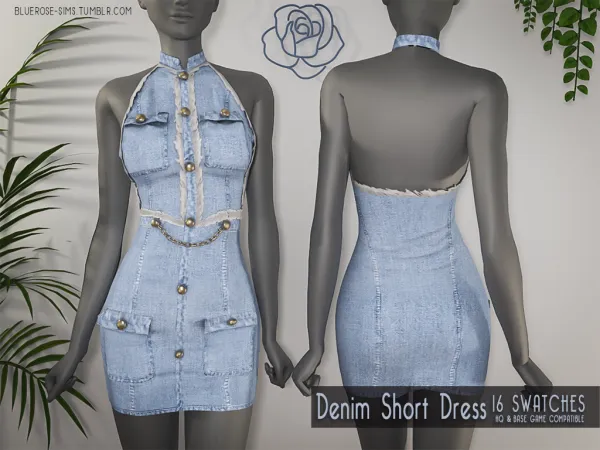 Alpha Denim Short Dress by bluerose-sims - The Sims 4 Custom Content