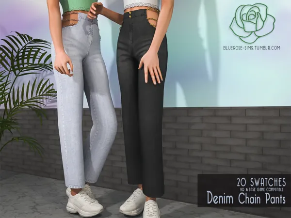 Alpha Denim Chain Pants BRsims by bluerose-sims - The Sims 4 Custom Content