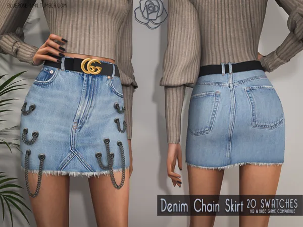 Alpha Denim Chain Skirt BRsims by bluerose-sims - The Sims 4 Custom Content