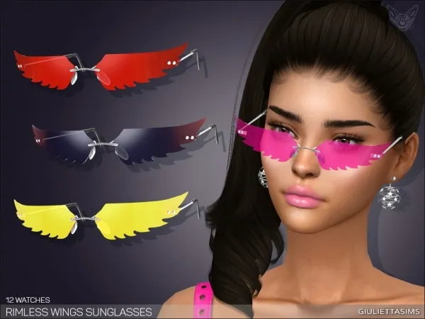 Alpha Rimless Bat Sunglasses by giuliettasims - The Sims 4 Custom Content