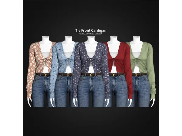 Alpha Tie Front Cardigan - The Sims 4 Custom Content