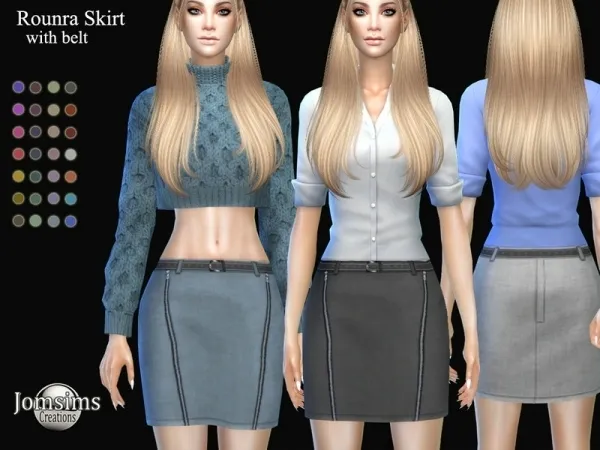 Maxis Match jomsims' Rounra skirt with belt by thesimsresource - The Sims 4 Custom Content