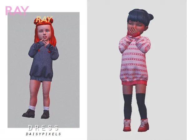 Alpha Ray Sweater Dress ( ) by daisypixels - The Sims 4 Custom Content