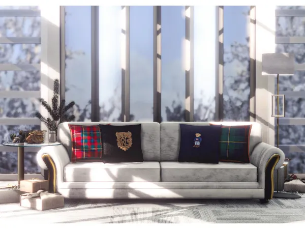 Alpha RALPH LAUREN Throw Pillows by Cowbuild - The Sims 4 Custom Content