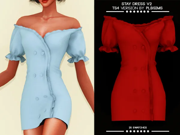 Alpha Stay Dress v2 by plbsims - The Sims 4 Custom Content