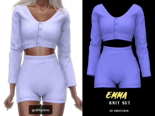 Alpha Emma Knit Set by grafity-cc - The Sims 4 Custom Content