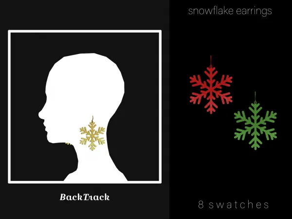 Alpha snowflake earrings natale collection by BackTrack - The Sims 4 Custom Content