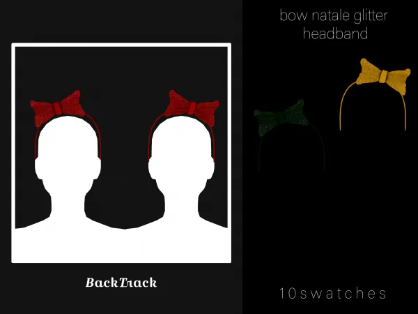 Alpha bow natale glitter headband natale collection by BackTrack - The Sims 4 Custom Content