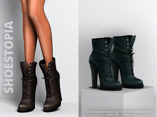 Alpha shoestopia this leather is more fake than my vagina boots by shoestopia - The Sims 4 Custom Content