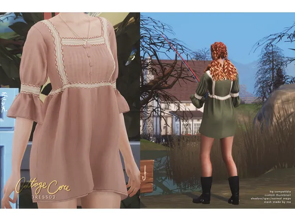 Mix Cottage Core Dress02 by serenity-cc - The Sims 4 Custom Content