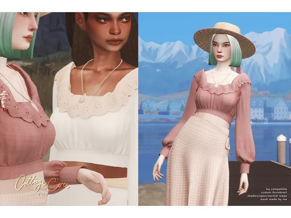 Alpha Cottage Core Top01 by serenity-cc - The Sims 4 Custom Content